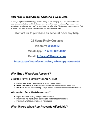 Affordable and Cheap WhatsApp Accounts