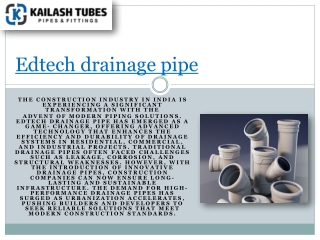 How Edtech Drainage Pipe and Other Companies Pipes Are Revolutionizing