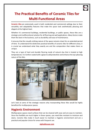 The Practical Benefits of Ceramic Tiles for Multi-Functional Areas