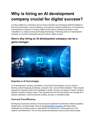 Why is hiring an AI development company crucial for digital success?