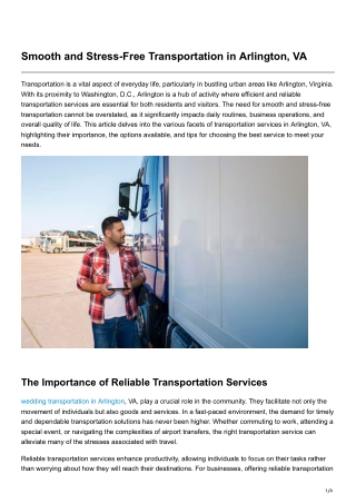 Smooth and Stress-Free Transportation in Arlington VA