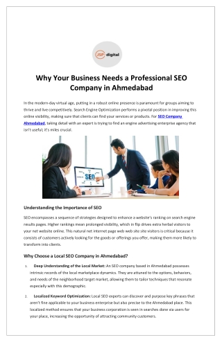 Why Your Business Needs a Professional SEO Company in Ahmedabad