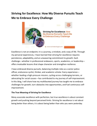 Striving for Excellence: Embrace Challenges, Achieve More