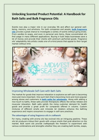 Unlocking Scented Product Potential  A Handbook for Bath Salts and Bulk Fragrance Oils