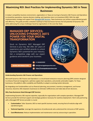 Maximizing ROI Best Practices for Implementing Dynamics 365 in Texas Businesses