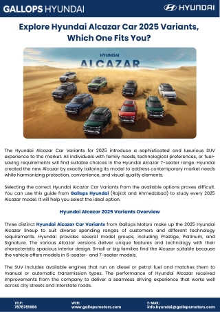 Explore Hyundai Alcazar Car 2025 Variants, Which One Fits You