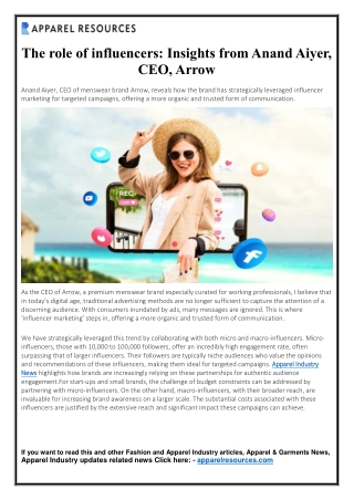 The role of influencers Insights from Anand Aiyer, CEO, Arrow