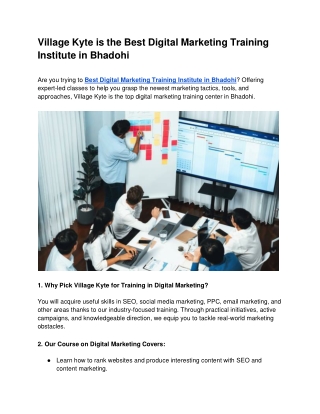 Village Kyte is the Best Digital Marketing Training Institute in Bhadohi