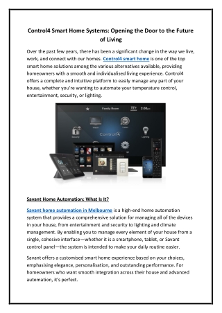 Control4 Smart Home Systems Opening the Door to the Future of Living