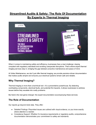 Streamlined Safety: The Role Of Documentation By Experts In Thermal Imaging