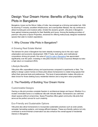 Design Your Dream Home_ Benefits of Buying Villa Plots in Bangalore