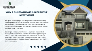 why a custom home is worth the investment