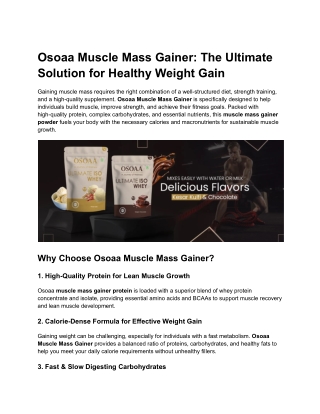 osoaa muscle mass gainer the ultimate solution