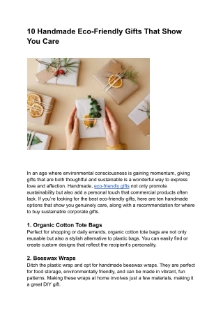 10 Handmade Eco-Friendly Gifts That Show You Care