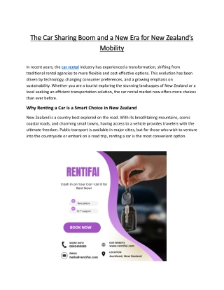 The Car Sharing Boom and a New Era for New Zealand