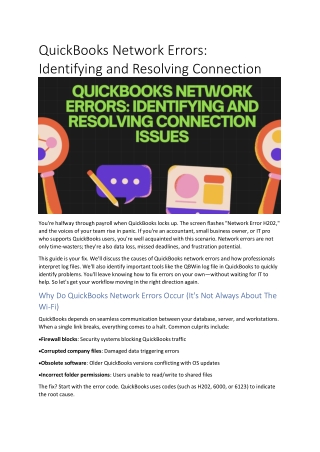 quickbooks network errors identifying