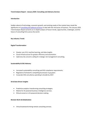 Trend Analysis Report - Inductus group consulting and advisory