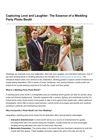 Capturing Love and Laughter The Essence of a Wedding Party Photo Booth
