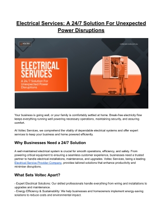 Electrical Services: A 24/7 Solution For Unexpected Power Disruptions