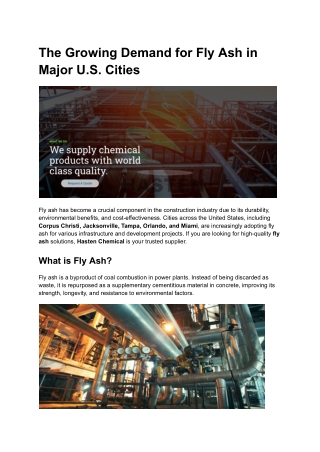 The Growing Demand for Fly Ash in Major U