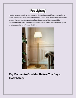 What Are the Key Factors to Consider Before You Buy a Floor Lamp