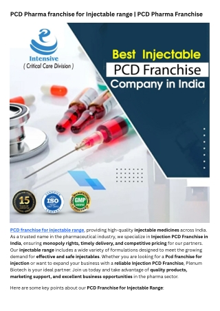 pcd pharma franchise for injectable range