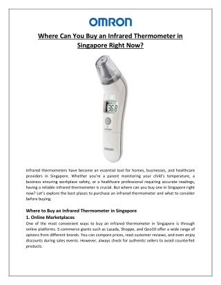 Where Can You Buy an Infrared Thermometer in Singapore Right Now