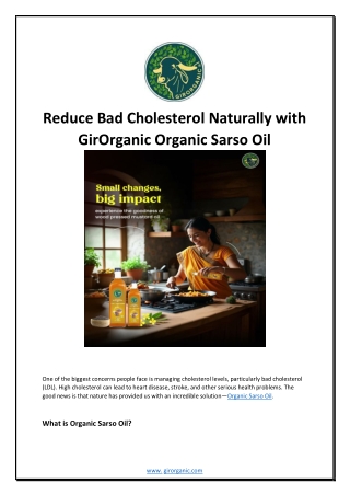Reduce Bad Cholesterol Naturally with GirOrganic Organic Sarso Oil