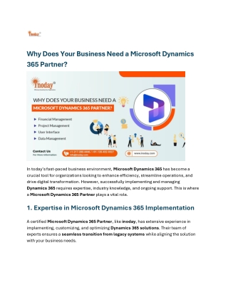 Why Does Your Business Need a Microsoft Dynamics 365 Partner
