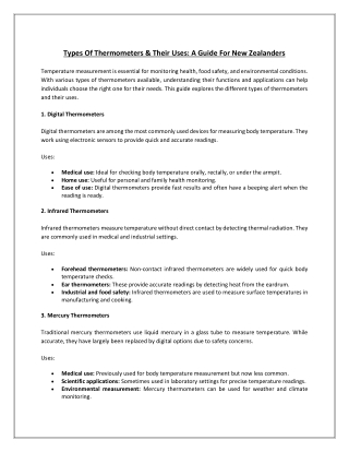 Types of Thermometers & Their Uses: A Guide for New Zealanders