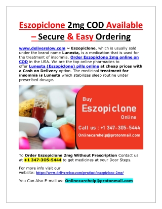 eszopiclone 2mg cod available secure easy ordering