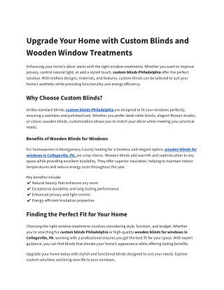 Upgrade Your Home with Custom Blinds and Wooden Window Treatments
