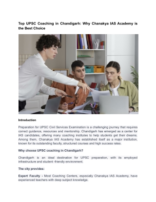 Top UPSC Coaching in Chandigarh_ Why Chanakya IAS Academy is the Best Choice
