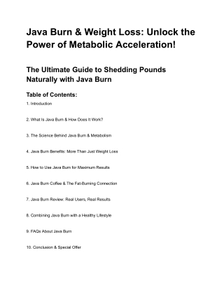 Java Burn & Weight Loss- Unlock the Power of Metabolic Acceleration
