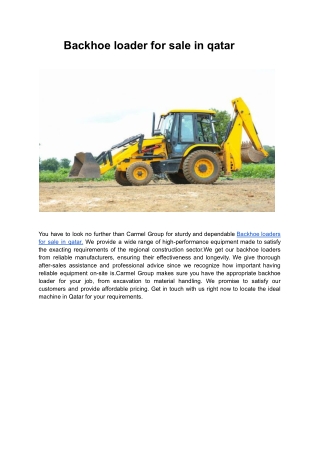 backhoe loader for sale in qatar