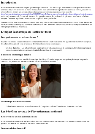 Investir dans l’artisanat local, pourquoi c’est important