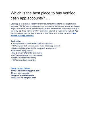 What is a high quality service buy verified cash app account?