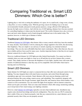 Comparing Traditional vs Smart LED Dimmers Which One is Better