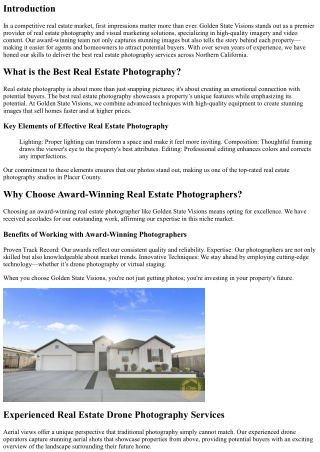 Top Reviews for Golden State Visions: Leading in Real Estate Photography