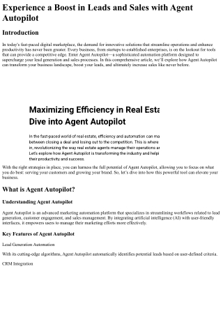 experience a boost in leads and sales with agent