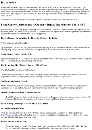 From Gin to Gastronomy: A Culinary Trip at The Winslow Bar in NYC