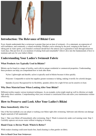 Exactly how to Keep and Care for Your Ladies's Bikini
