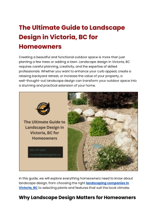 The Ultimate Guide to Landscape Design in Victoria, BC for Homeowners