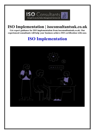 iso implementation isoconsultantsuk