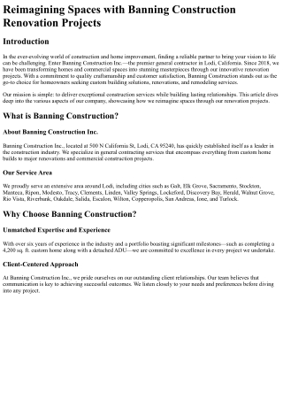 reimagining spaces with banning construction