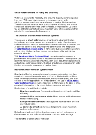 Smart Water Solutions for Purity and Efficiency
