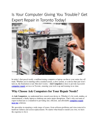 Is Your Computer Giving You Trouble