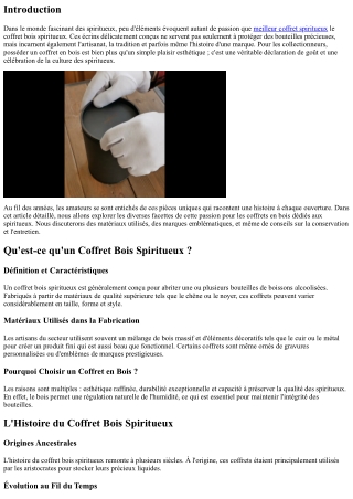 Les Passions des Collectionneurs de Coffrets en Bois pour Spirits