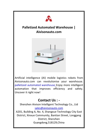 Palletized Automated Warehouse  Aivisonauto.com