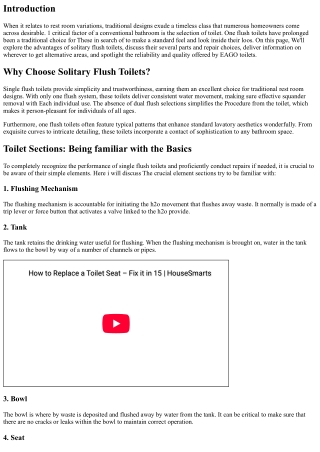 Solitary Flush Toilets: A Classic Option for Standard Bathroom Designs